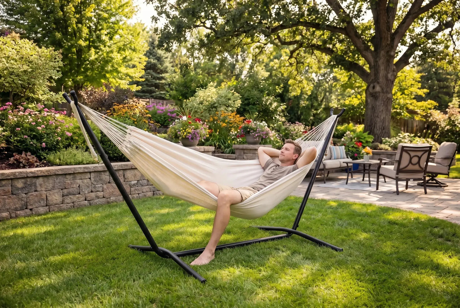 Hamac style brésilien double de luxe avec Support Universel Hammock Universe