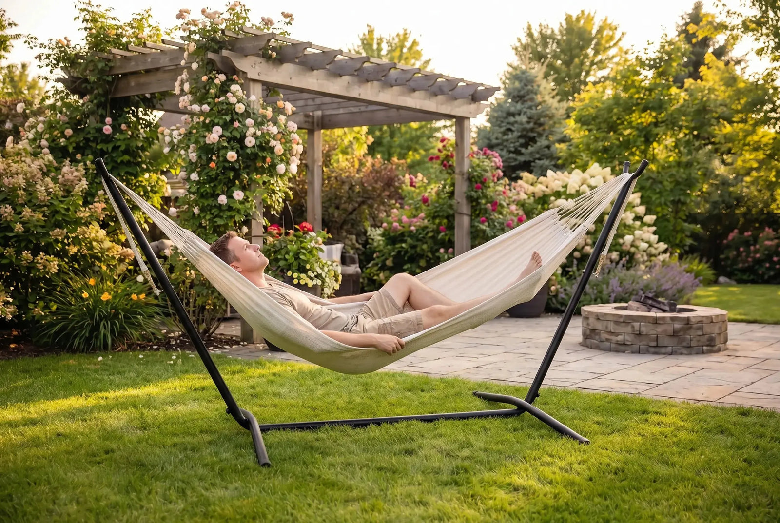 Hamac style brésilien double de luxe avec Support Universel Hammock Universe