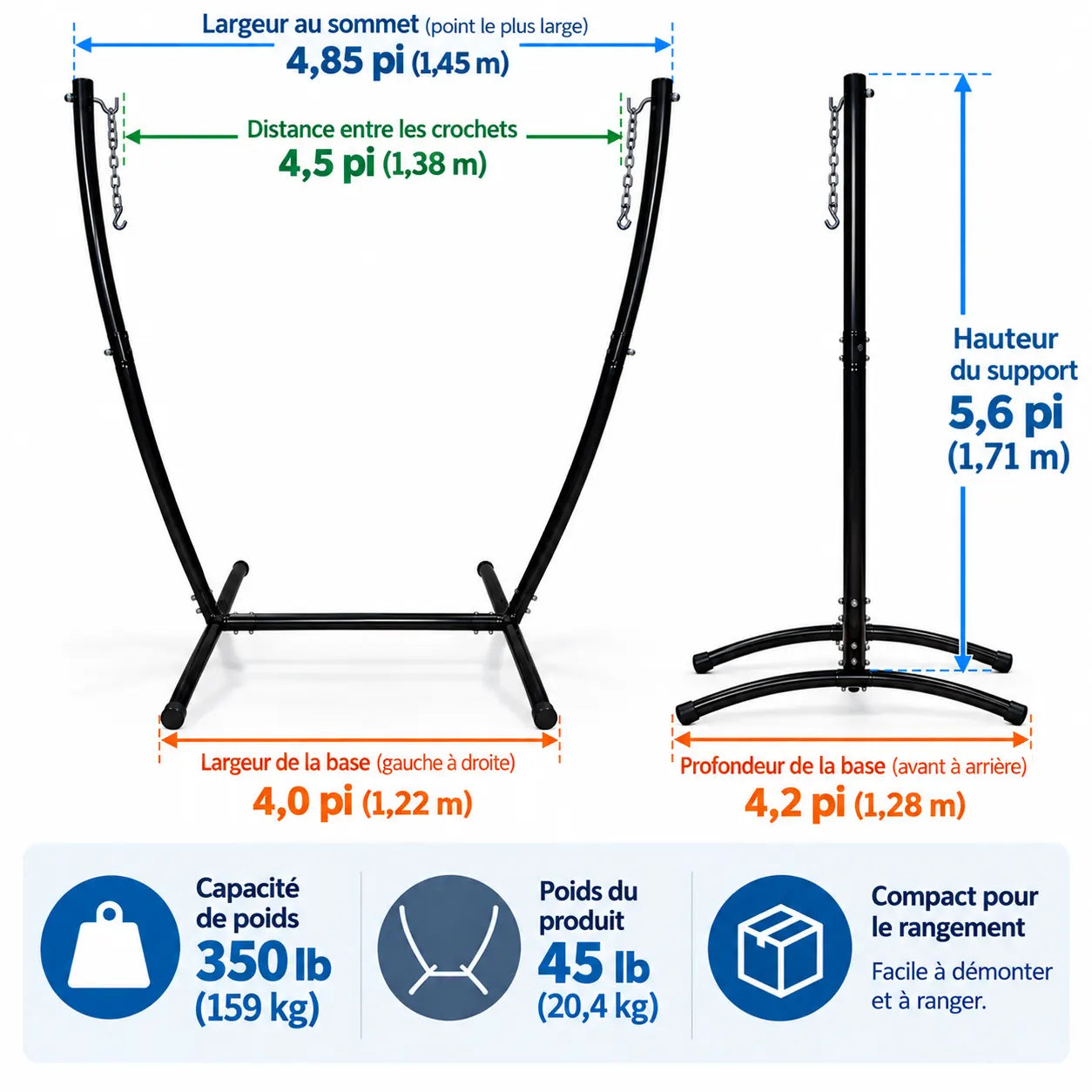 Support pour chaise hamac - En U