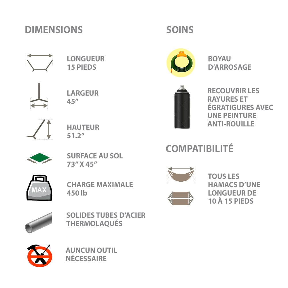 Hamac Univers Hammock Bundle Ensemble Hamac Ultime pour le Jardin – Hamac Deluxe en Corde de Polyester avec Support 3 Poutres, Porte-Gobelet et Sac de Transport