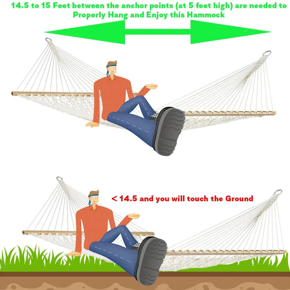 Hamac Univers Hammock Kit Hamac double en corde de coton avec sangles de fixation et sac de transport inclus 642135812181 50501-PWT+HTS-B+SBHC