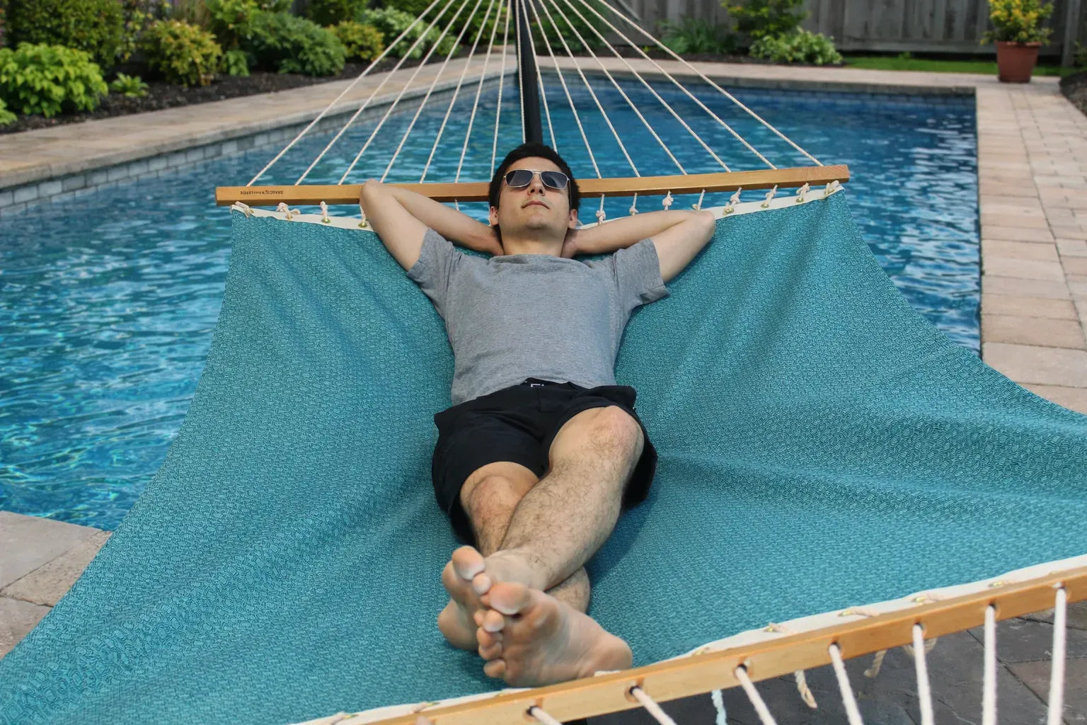 Hamac Univers Ensembles Hamac avec Support motif-bleu-pale Hamac pour piscine avec Support de 15 pieds 794604045603 PLH-LB+15TBSB