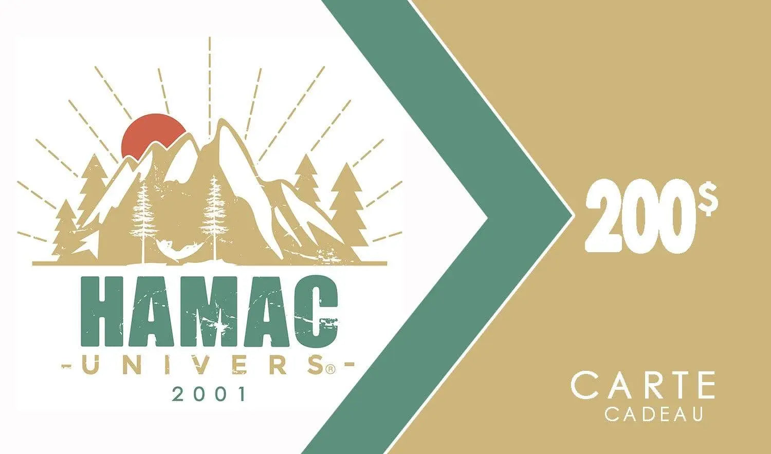 carte cadeau Hamac Univers de 200$