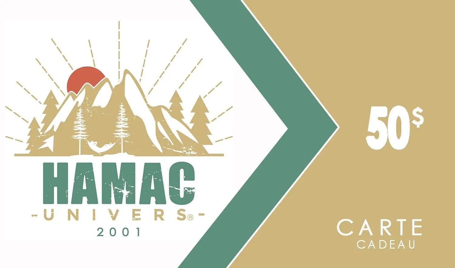 carte cadeau Hamac Univers de 50$
