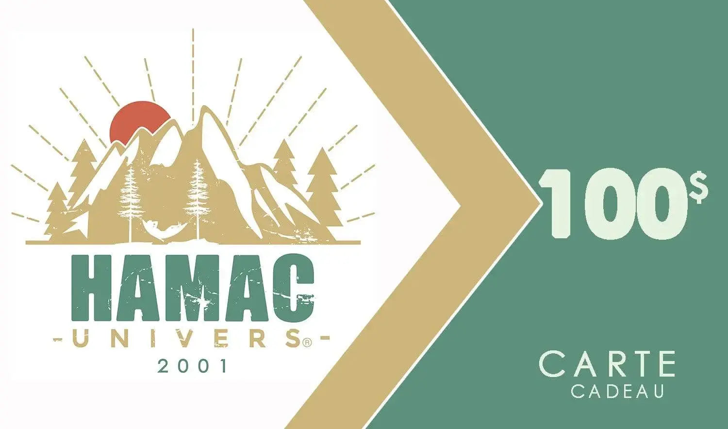 carte cadeau Hamac Univers de 100$