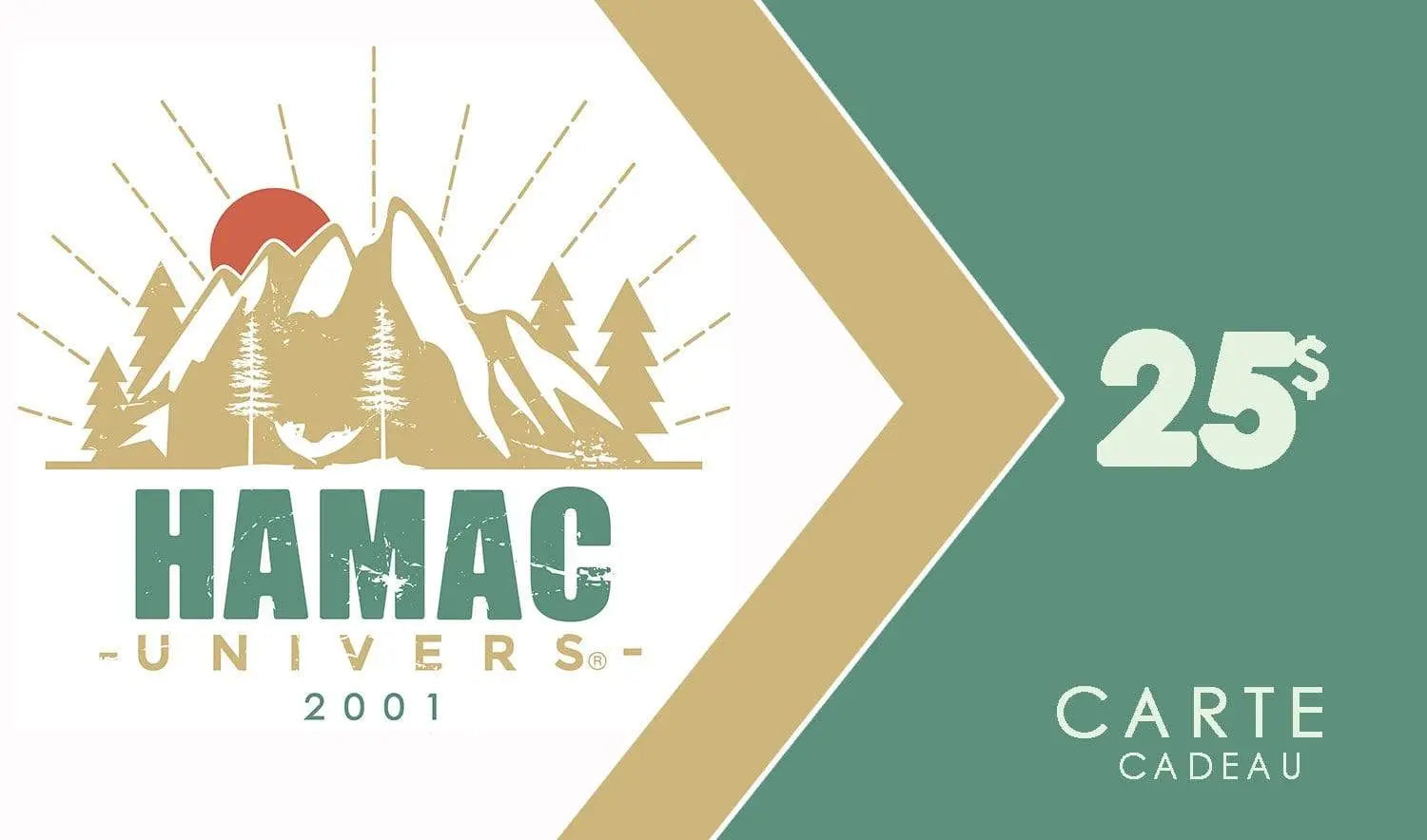 carte cadeau Hamac Univers de 25$