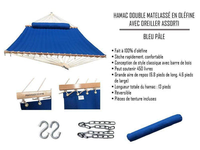 Hamac Univers Ensembles Hamac avec Support Hamac double matelassé en oléfine avec oreiller assorti et support de 15 pieds
