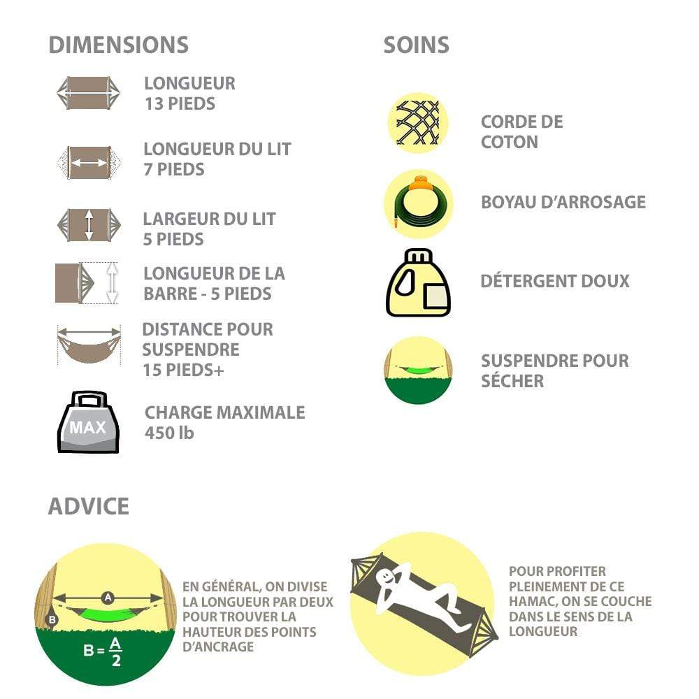 Hamac Univers Hamacs naturel Hamac double en corde de coton 50501-PWT