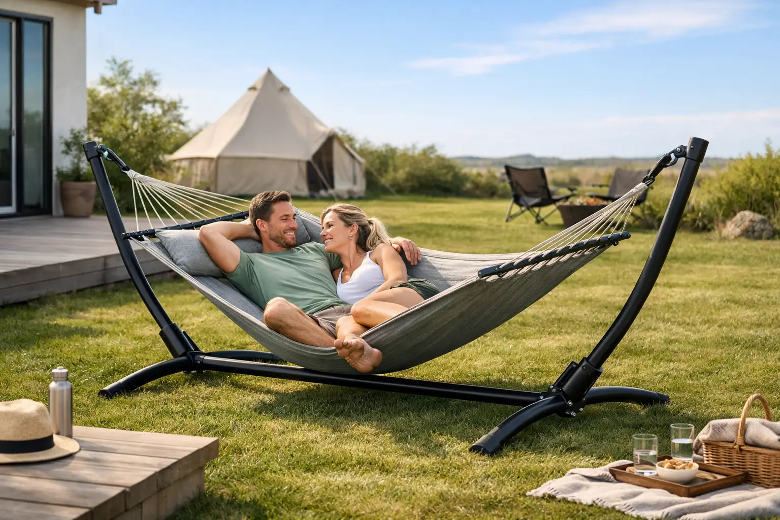 Installer un hamac sans arbre, sans stress
