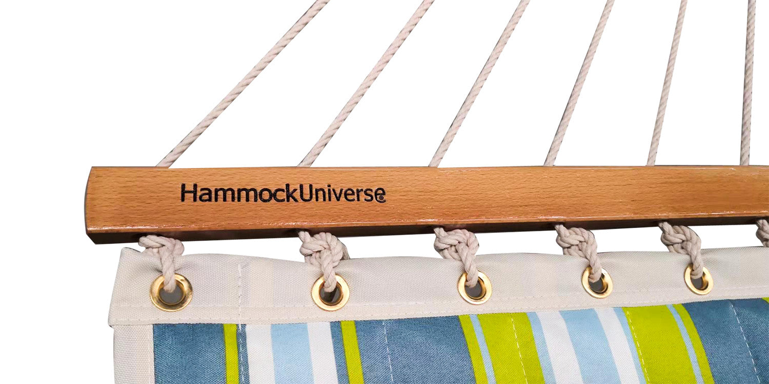 hamac de luxe ne polyester avec barre de bois