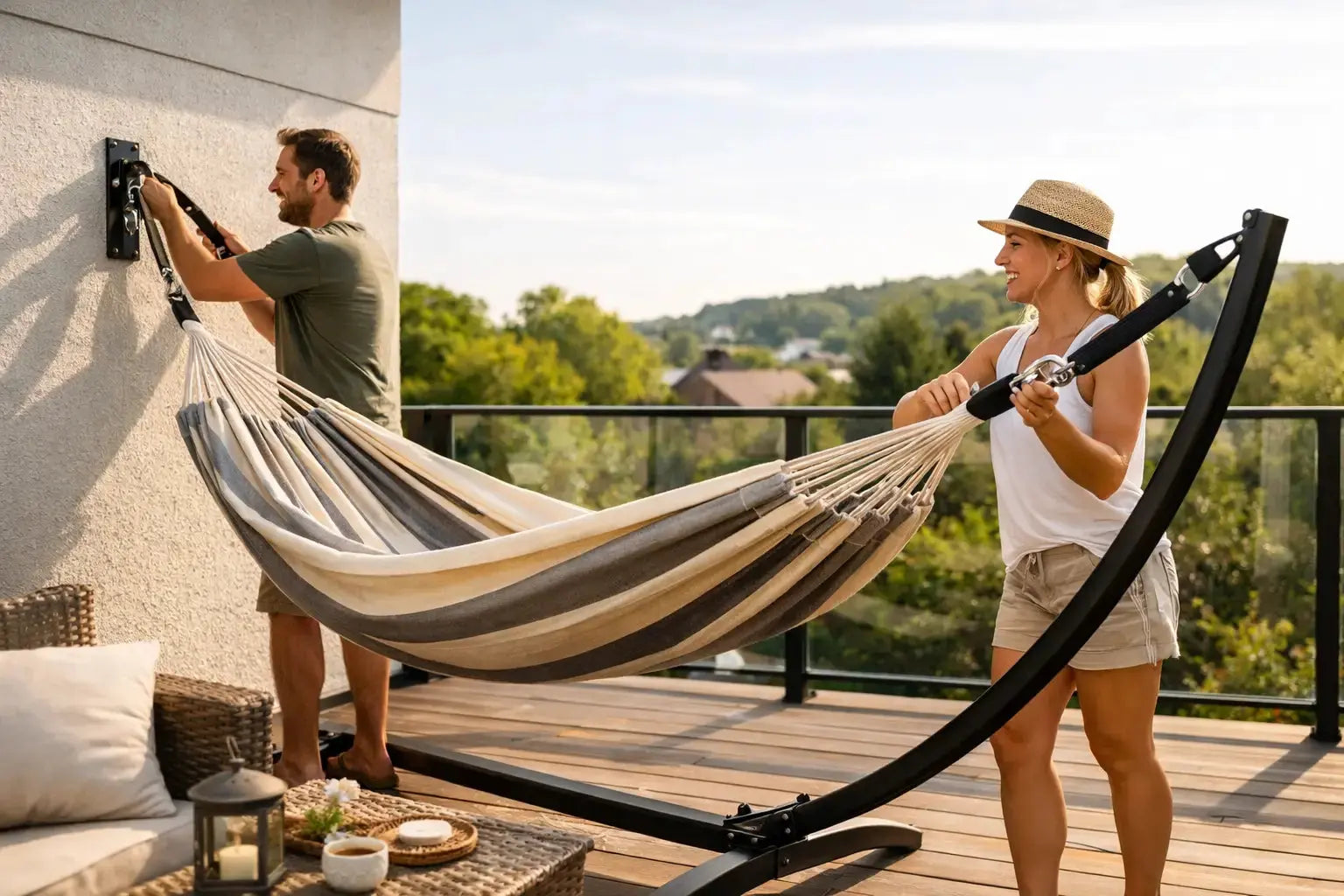 Fixer un hamac sur terrasse sans se tromper