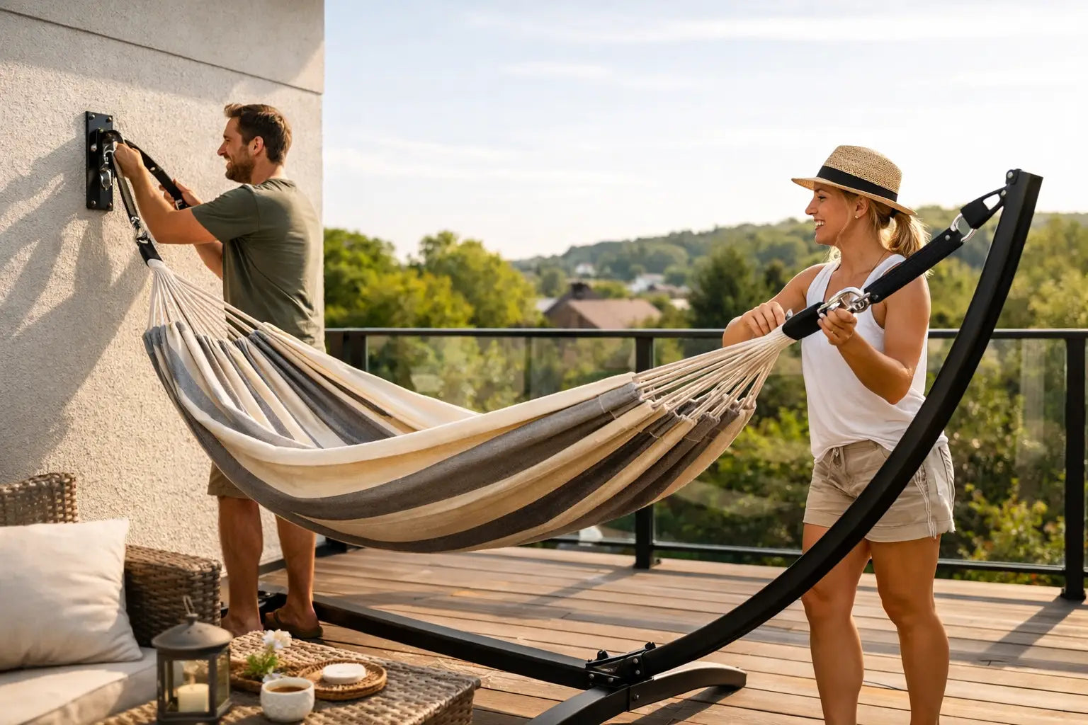 Fixer un hamac sur terrasse sans se tromper