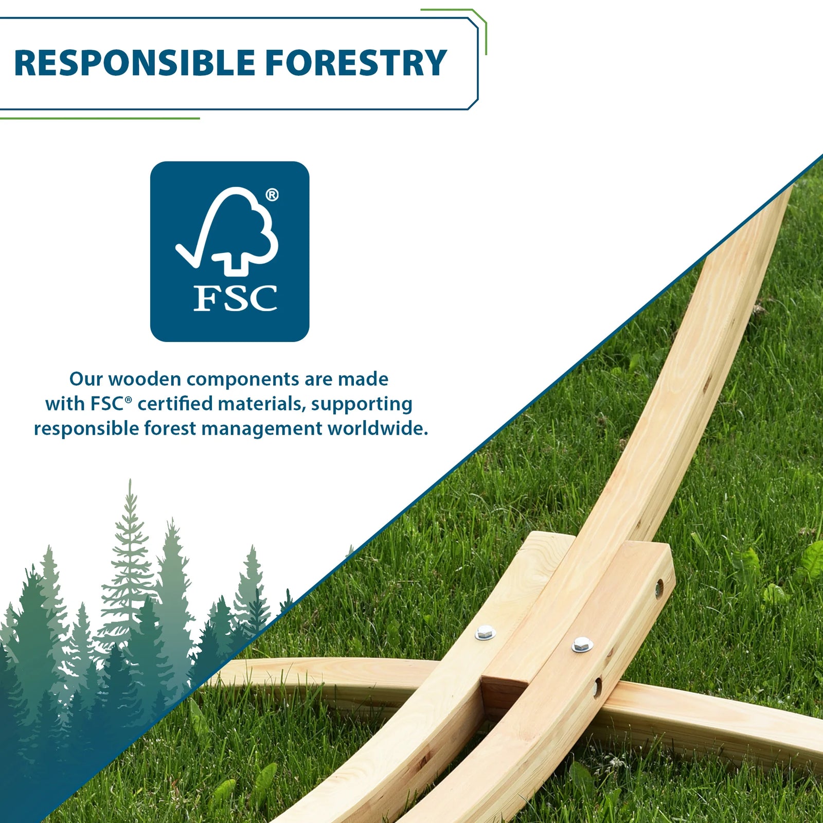 Support pour hamac en bois de pin massif 15 pi