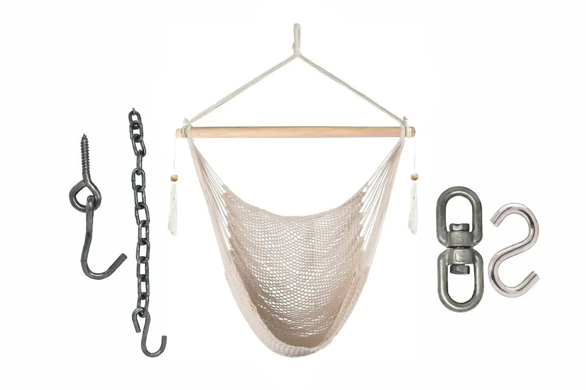 Ensemble Ultime Chaise Hamac Maya – Chaise Suspendue avec Pivot 360° et Quincaillerie d’Installation