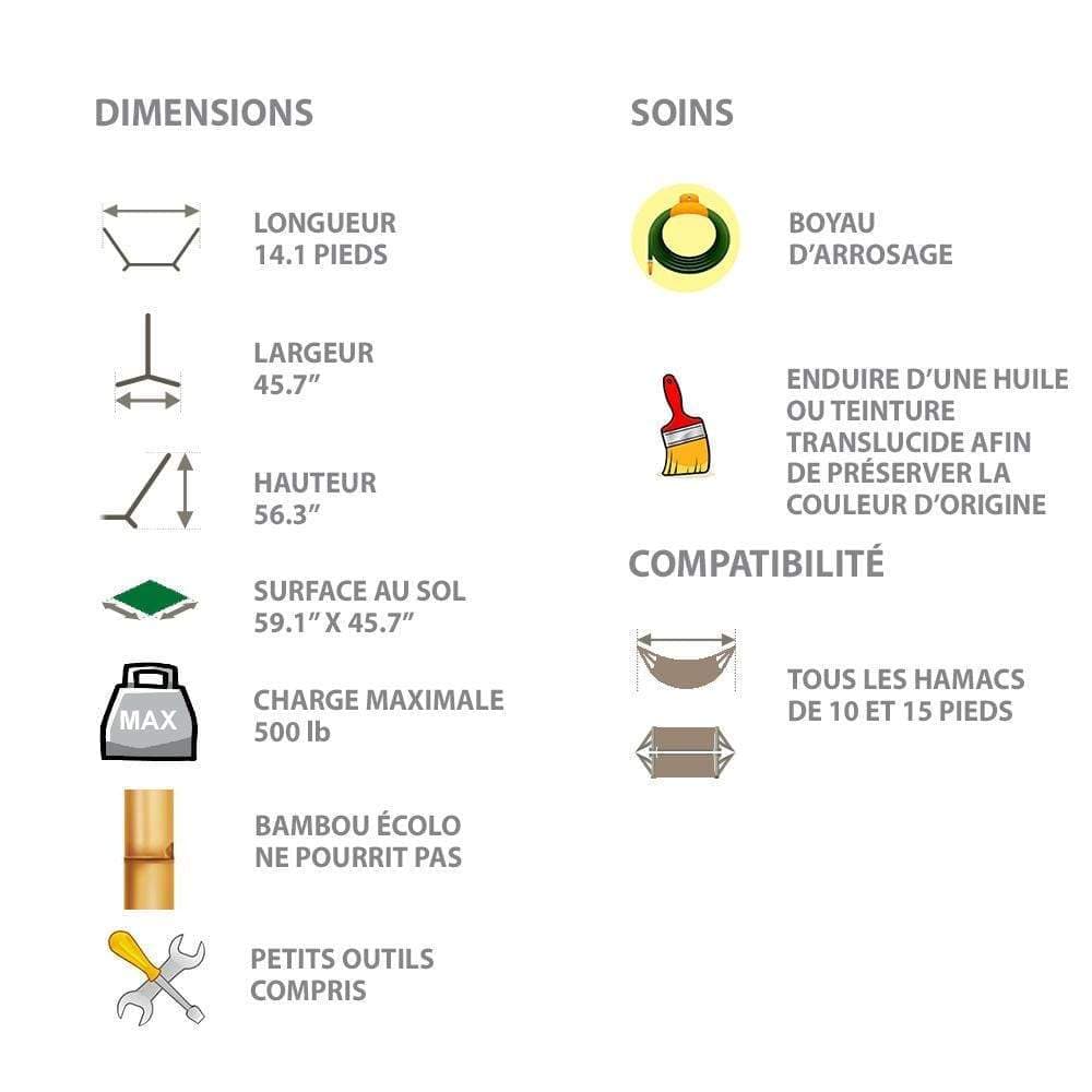 Hamac Univers Supports pour Hamacs cafe-naturel-non-teint Support pour hamac en bambou 738447504941 BHS-C