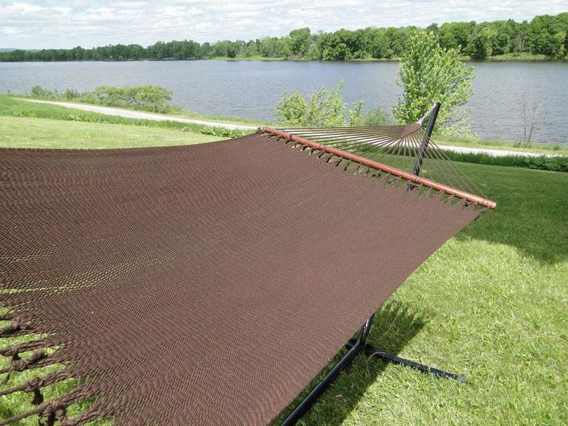 Hamac Univers Ensembles Hamac avec Support Hamac de luxe en cordes de polyester + Support en rotin-osier