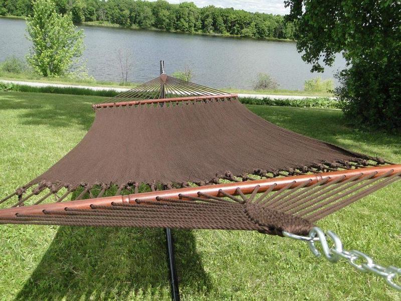 Hamac Univers Ensembles Hamac avec Support Hamac de luxe en cordes de polyester + Support en rotin-osier