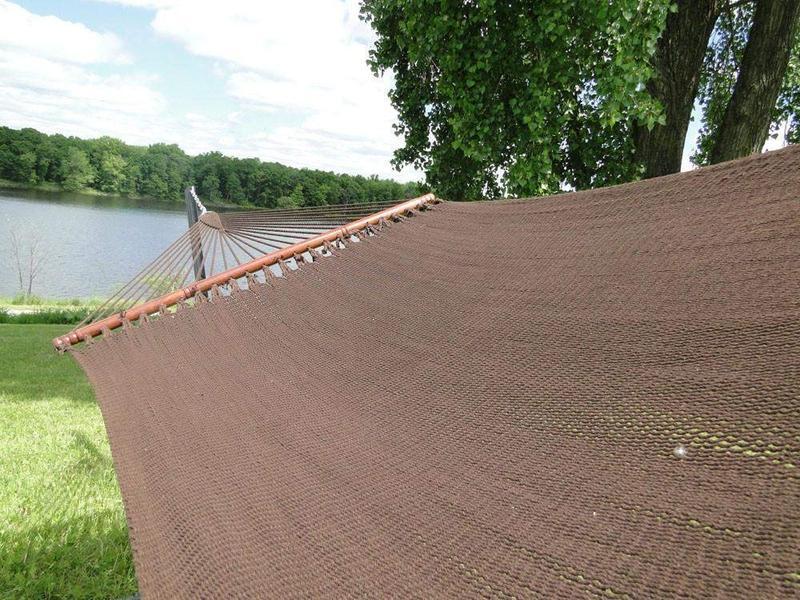 Hamac Univers Ensembles Hamac avec Support Hamac de luxe en cordes de polyester + Support en rotin-osier