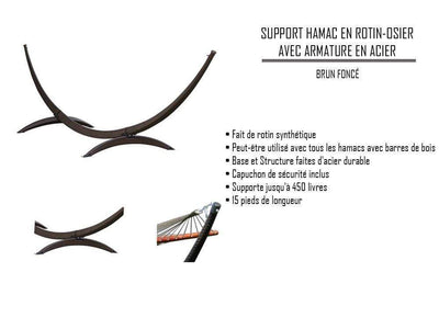 Hamac Univers Ensembles Hamac avec Support Hamac de luxe en cordes de polyester + Support en rotin-osier