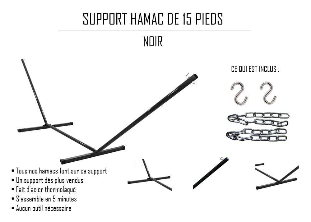 Hamac double en polyester avec oreiller assorti - Séchage Rapide avec Support de 15 pieds