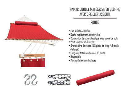 Hamac Univers Ensembles Hamac avec Support Hamac double matelassé en oléfine avec oreiller assorti et support de 15 pieds