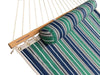 Hamac Univers Ensembles Hamac avec Support vert-bleu-gris-blanc-rayures Hamac matelassé de luxe avec oreiller + Support en BAMBOU 794604045696 QHD-GBGW+BHS-C